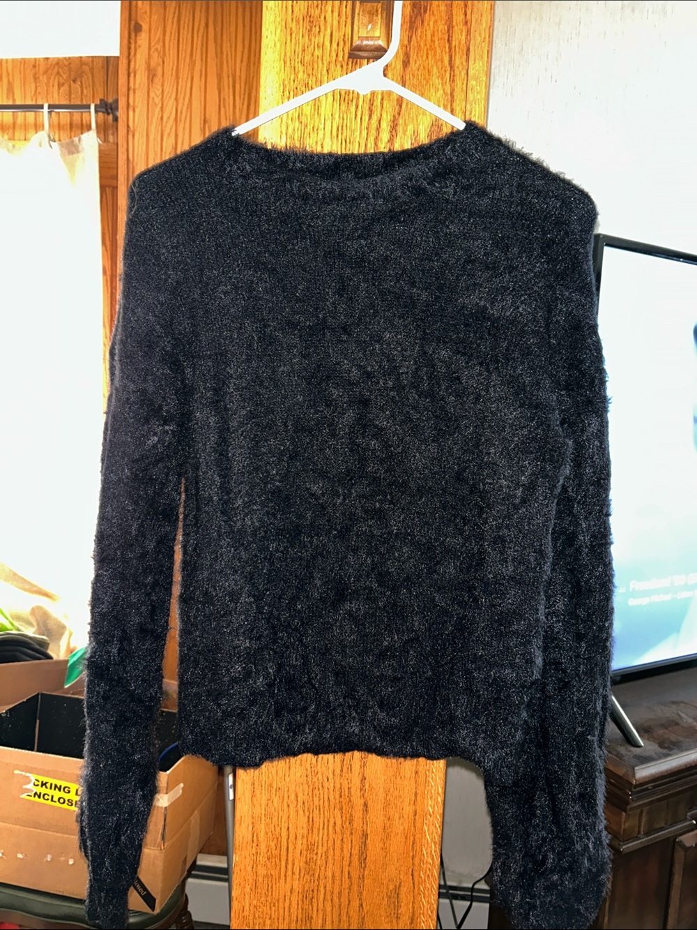 Nasty Gal Black Fuzzy Crewneck Sweater